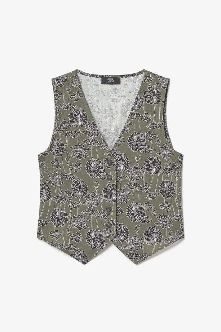 Le Temps des Cerises Gilet Gish Kaki A Motif Fleuri Lizard Online