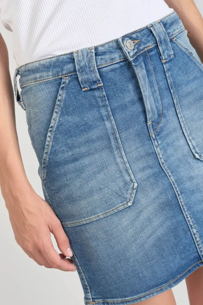 Le Temps des Cerises Jupe Cary En Jeans Bleu Delave Blue Clearance