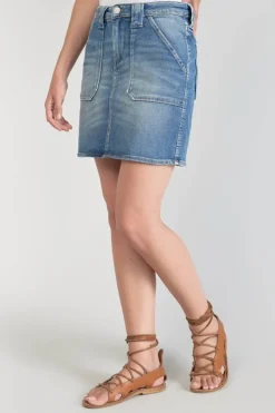 Le Temps des Cerises Jupe Cary En Jeans Bleu Delave Blue Clearance