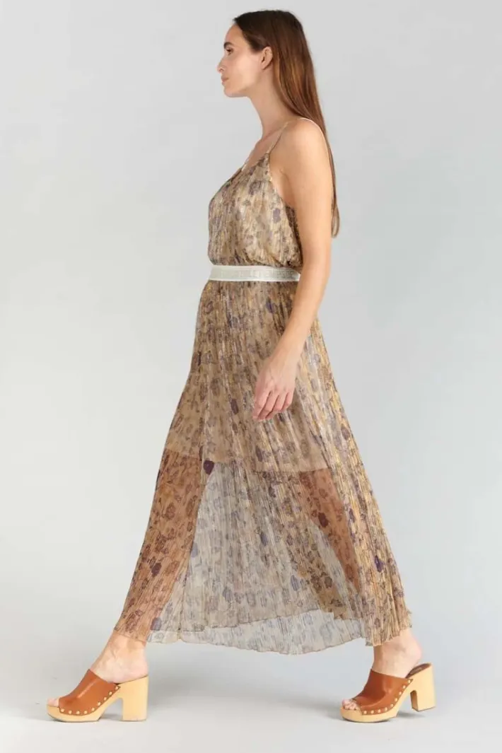 Le Temps des Cerises Jupe Longue Ran Doree A Motif Fleuri Gold Online
