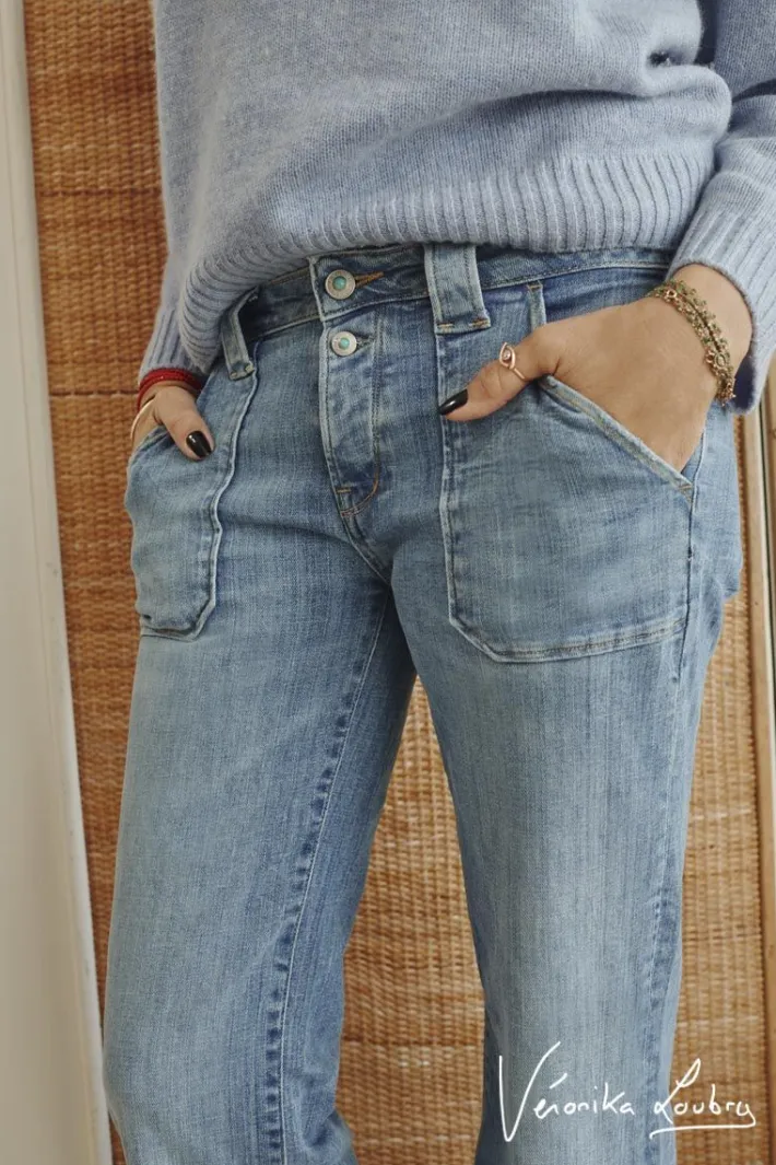Le Temps des Cerises Marcel Flare By Veronika Loubry Jeans Bleu N°4 Blue Cheap