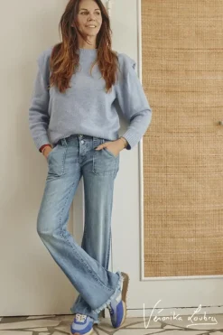 Le Temps des Cerises Marcel Flare By Veronika Loubry Jeans Bleu N°4 Blue Cheap