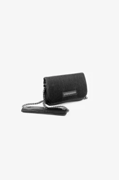 Le Temps des Cerises Mini Sac A Bandouliere Jade Noir Plisse Black Cheap