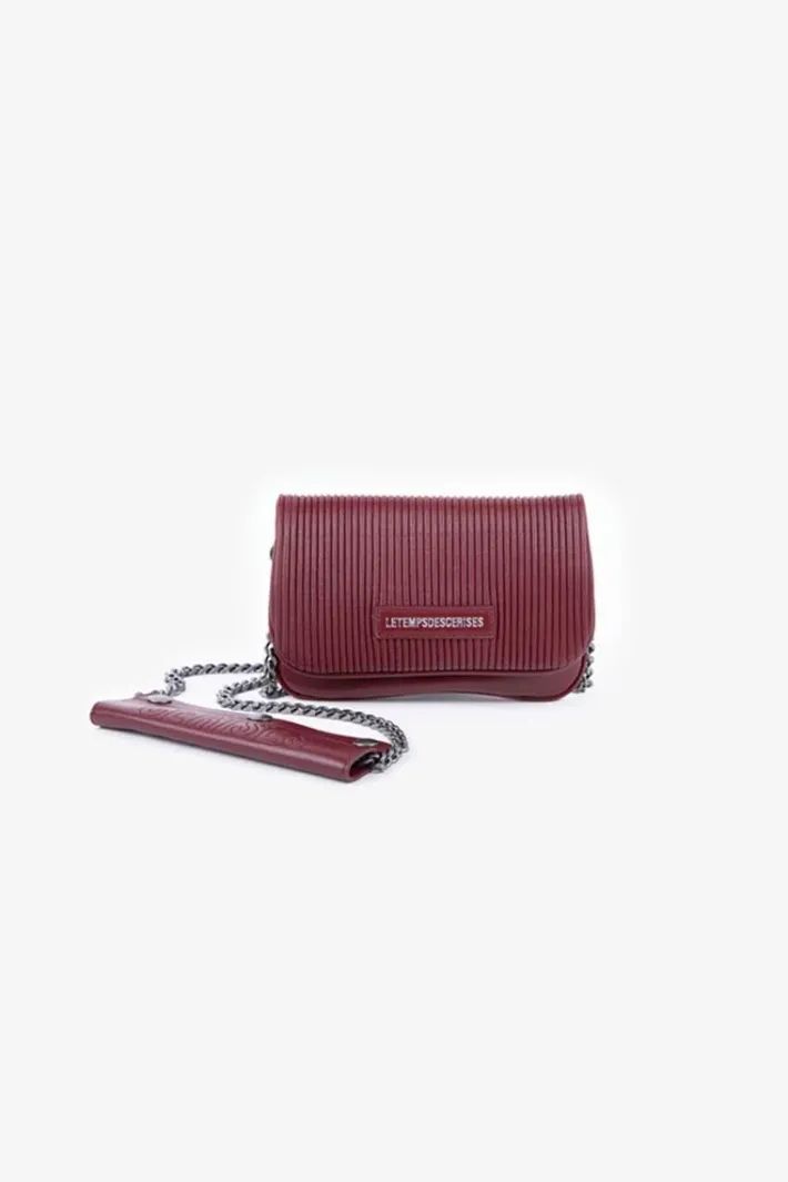 Le Temps des Cerises Mini Sac A Bandouliere Jade Bordeaux Plisse Rouge Fonce Clearance
