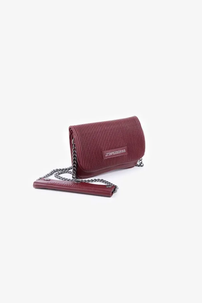 Le Temps des Cerises Mini Sac A Bandouliere Jade Bordeaux Plisse Rouge Fonce Clearance