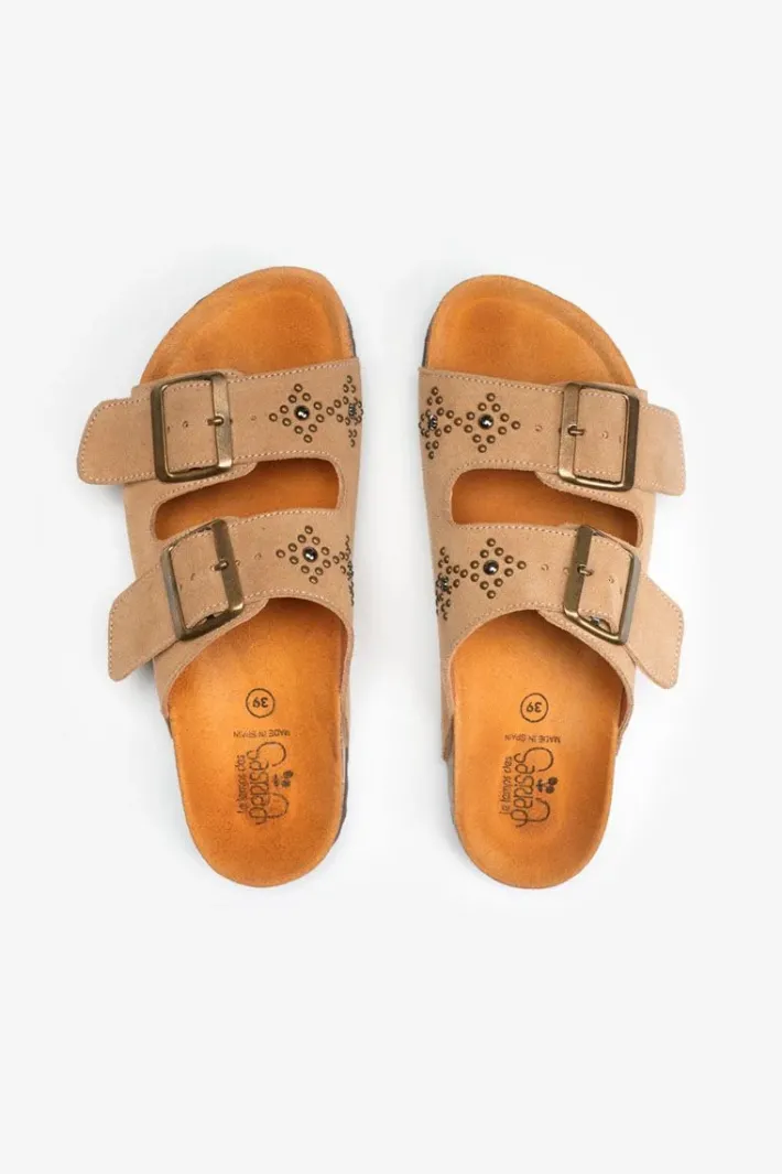 Le Temps des Cerises Mules Cloutees Naomie Beige Sand Hot