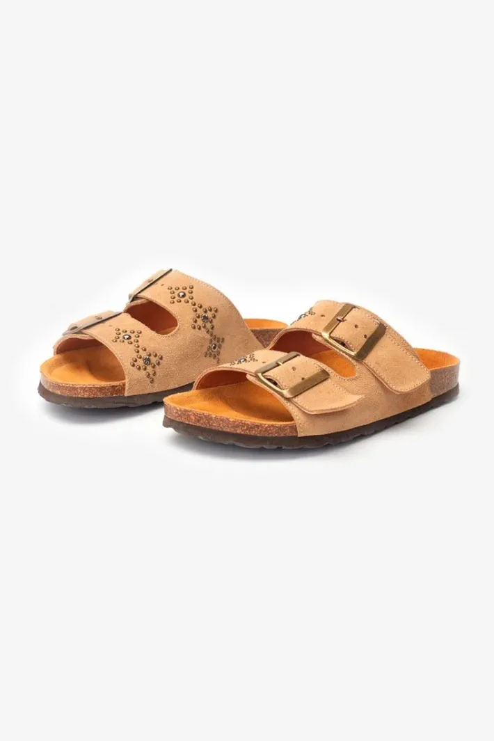 Le Temps des Cerises Mules Cloutees Naomie Beige Sand Hot