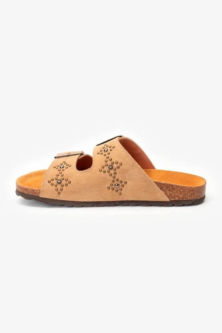 Le Temps des Cerises Mules Cloutees Naomie Beige Sand Hot
