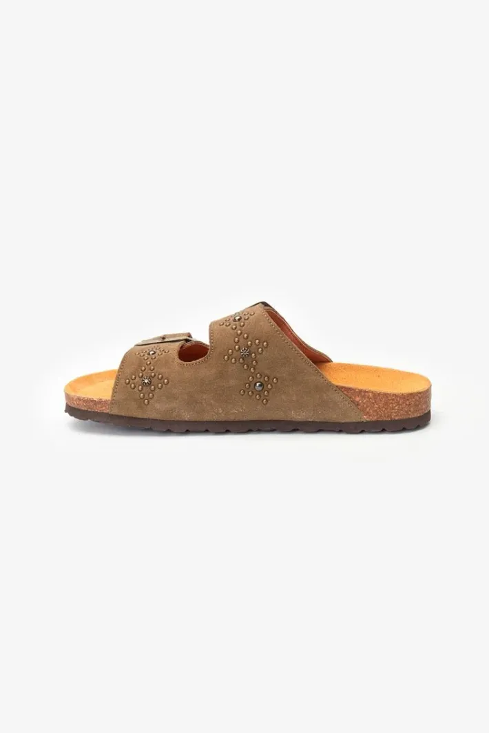 Le Temps des Cerises Mules Cloutees Naomie Kaki Khaki Best