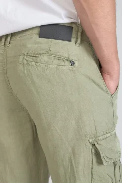 Le Temps des Cerises Pantalon Cargo En Lin Oddo Kaki Clair Sea Spray Fashion