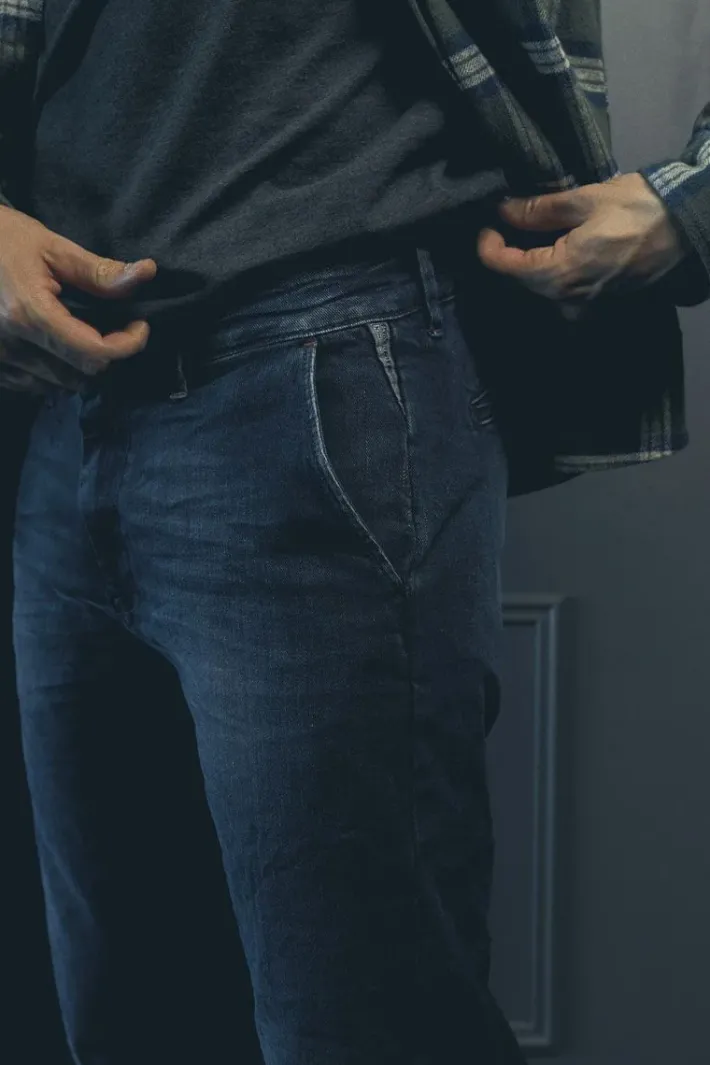 Le Temps des Cerises Pantalon Chino Dejean En Jeans Bleu Blue Discount