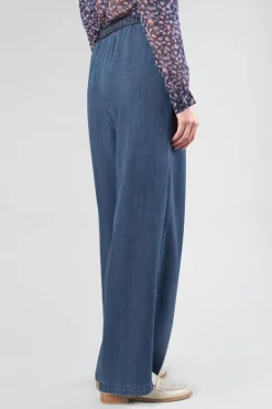 Le Temps des Cerises Pantalon Fluide Jane En Tencel Bleu Denim Stone Hot