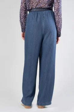 Le Temps des Cerises Pantalon Fluide Jane En Tencel Bleu Denim Stone Hot