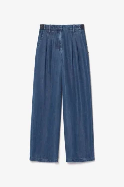 Le Temps des Cerises Pantalon Fluide Jane En Tencel Bleu Denim Stone Hot