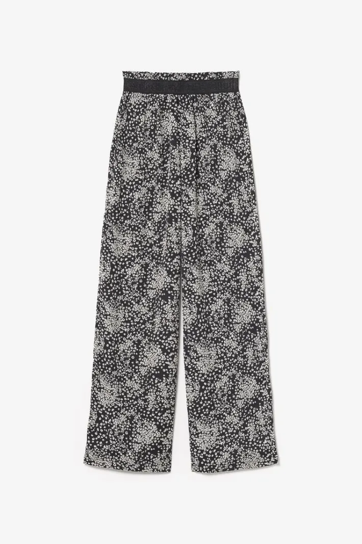 Le Temps des Cerises Pantalon Fluide Luisa A Motif Fleuri Noir Et Blanc Black Flower Discount