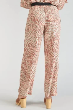 Le Temps des Cerises Pantalon Fluide Yesa A Motif Orange Et Noir Orange Zebra Online