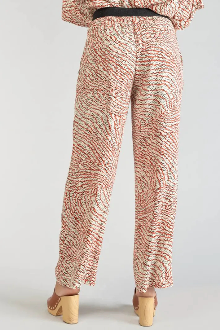 Le Temps des Cerises Pantalon Fluide Yesa A Motif Orange Et Noir Orange Zebra Online