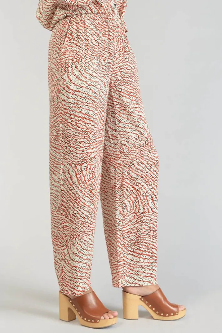 Le Temps des Cerises Pantalon Fluide Yesa A Motif Orange Et Noir Orange Zebra Online