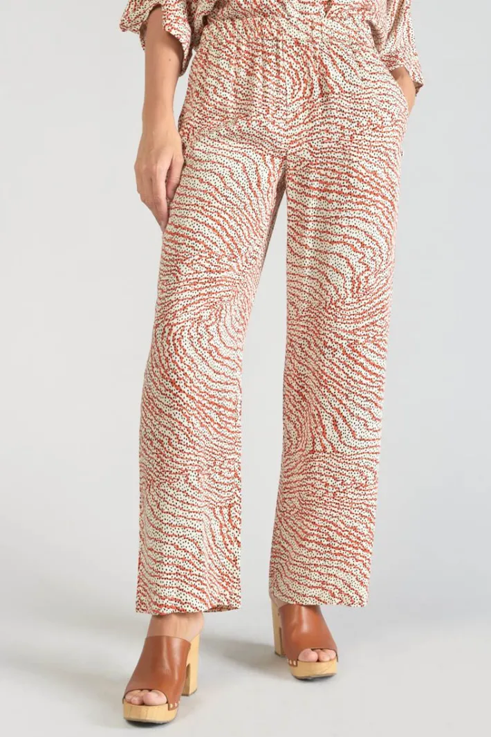 Le Temps des Cerises Pantalon Fluide Yesa A Motif Orange Et Noir Orange Zebra Online