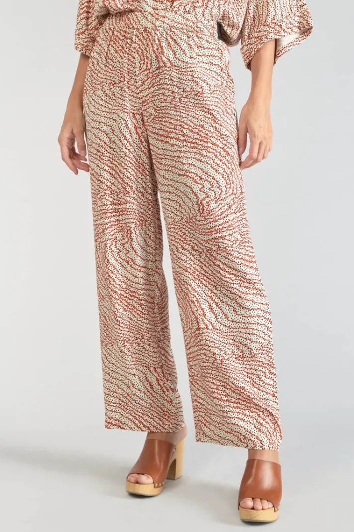 Le Temps des Cerises Pantalon Fluide Yesa A Motif Orange Et Noir Orange Zebra Online