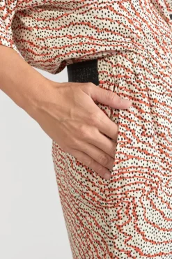 Le Temps des Cerises Pantalon Fluide Yesa A Motif Orange Et Noir Orange Zebra Online