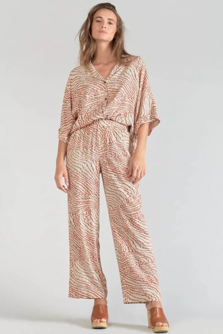 Le Temps des Cerises Pantalon Fluide Yesa A Motif Orange Et Noir Orange Zebra Online