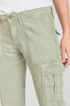 Le Temps des Cerises Pantalon Louisa En Lin Vert Amande Sea Spray New