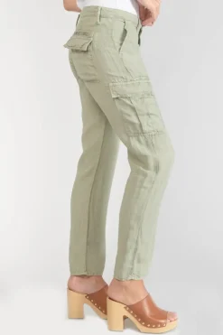 Le Temps des Cerises Pantalon Louisa En Lin Vert Amande Sea Spray New