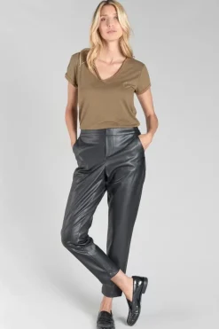 Le Temps des Cerises Pantalon Mineta En Simili Cuir Noir Black Hot