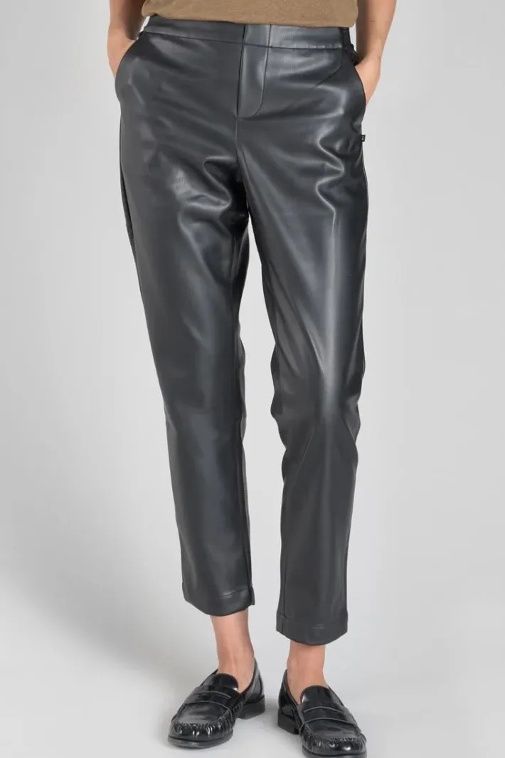 Le Temps des Cerises Pantalon Mineta En Simili Cuir Noir Black Hot