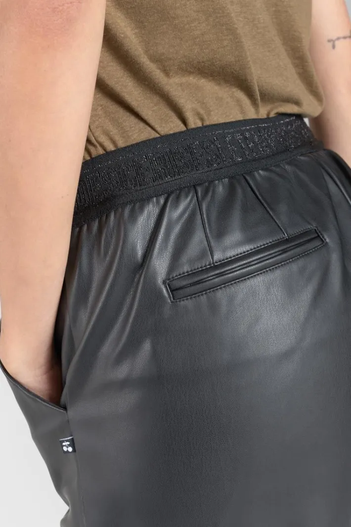 Le Temps des Cerises Pantalon Mineta En Simili Cuir Noir Black Hot