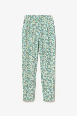 Le Temps des Cerises Pantalon Rani A Motif Fleuri Vert Et Bleu Liberty Blue Store