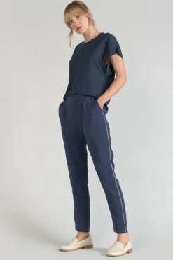 Le Temps des Cerises Pantalon Reydel Bleu Marine A Fermeture Asymetrique Midnight Hot