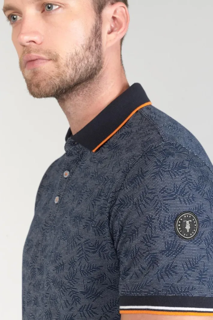 Le Temps des Cerises Polo Nevor Jacquard A Motif Feuilles Peacoat Cheap