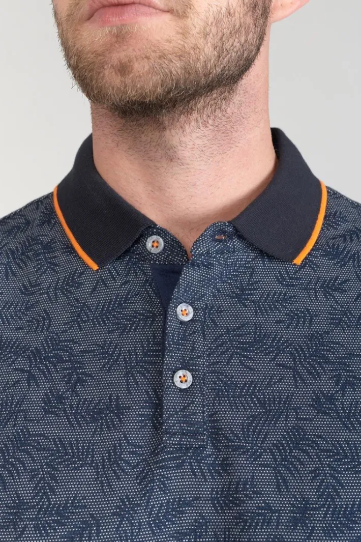 Le Temps des Cerises Polo Nevor Jacquard A Motif Feuilles Peacoat Cheap