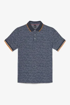 Le Temps des Cerises Polo Nevor Jacquard A Motif Feuilles Peacoat Cheap