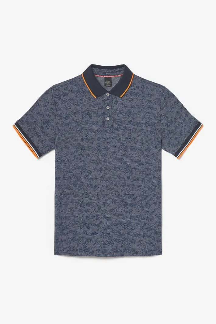 Le Temps des Cerises Polo Nevor Jacquard A Motif Feuilles Peacoat Cheap