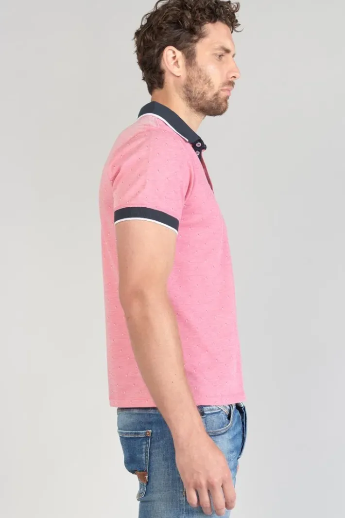 Le Temps des Cerises Polo Novil En Jacquard Rose Pink Clearance