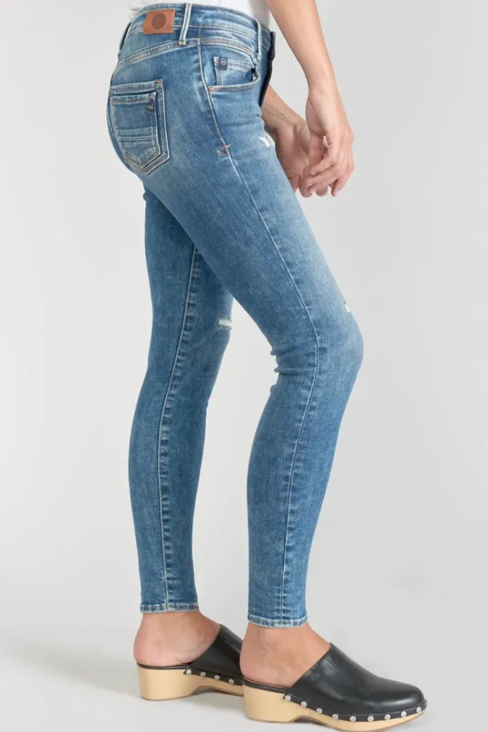 Le Temps des Cerises Pounche Power Skinny 7/8Eme Jeans Destroy Bleu N°3 Blue Hot