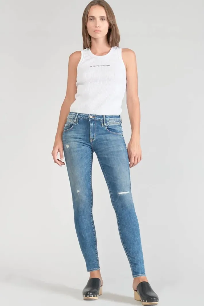 Le Temps des Cerises Pounche Power Skinny 7/8Eme Jeans Destroy Bleu N°3 Blue Hot