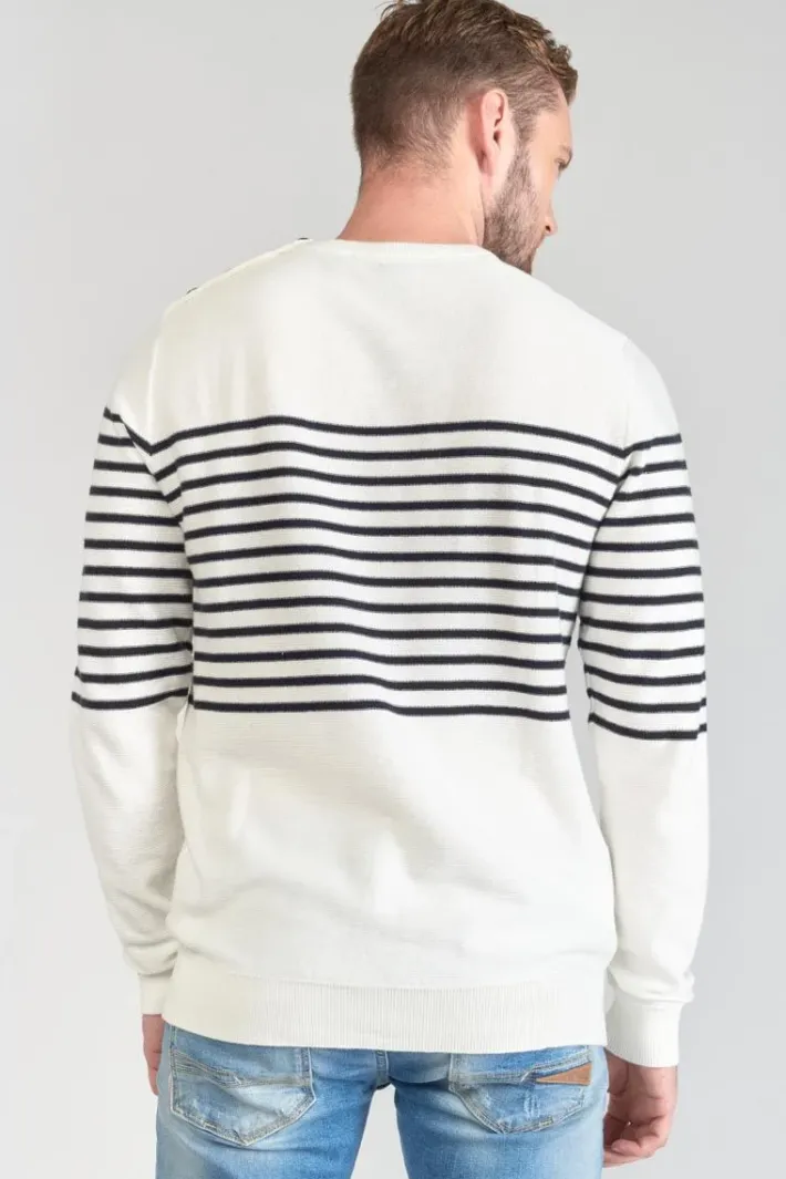 Le Temps des Cerises Pull Loral Mariniere Off White Best Sale