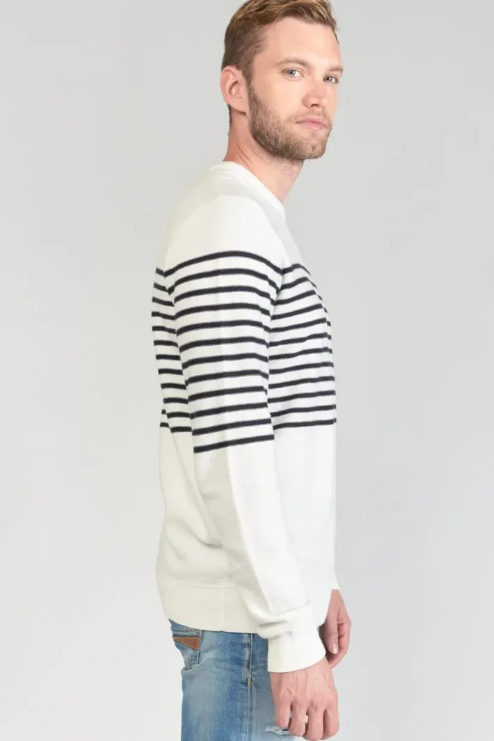 Le Temps des Cerises Pull Loral Mariniere Off White Best Sale