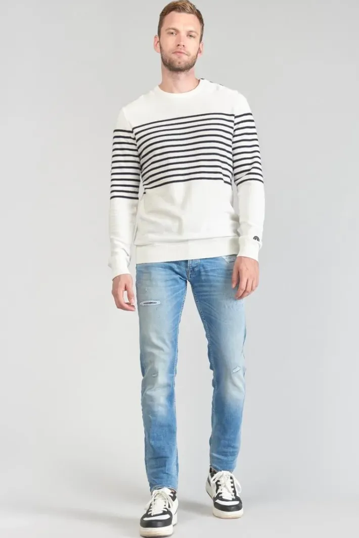 Le Temps des Cerises Pull Loral Mariniere Off White Best Sale
