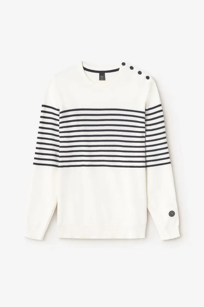 Le Temps des Cerises Pull Loral Mariniere Off White Best Sale