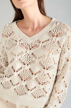 Le Temps des Cerises Pull Poots Ajoure Sable Sand Fashion