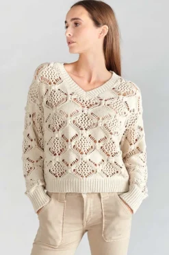 Le Temps des Cerises Pull Poots Ajoure Sable Sand Fashion