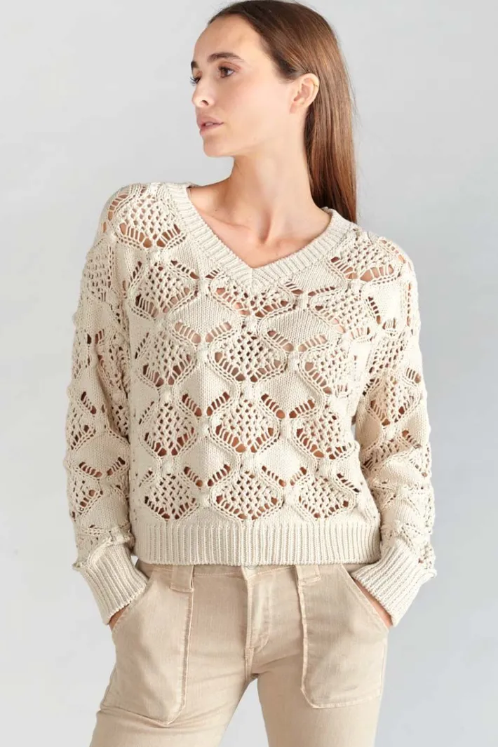 Le Temps des Cerises Pull Poots Ajoure Sable Sand Fashion