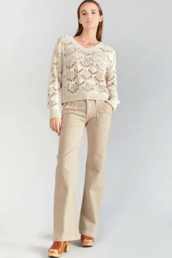 Le Temps des Cerises Pull Poots Ajoure Sable Sand Fashion