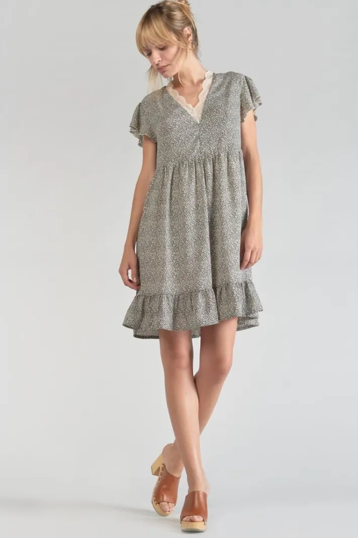 Le Temps des Cerises Robe Aliette A Motif Et Noir Beige Store