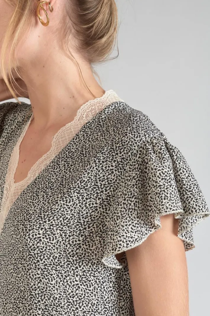 Le Temps des Cerises Robe Aliette A Motif Et Noir Beige Store